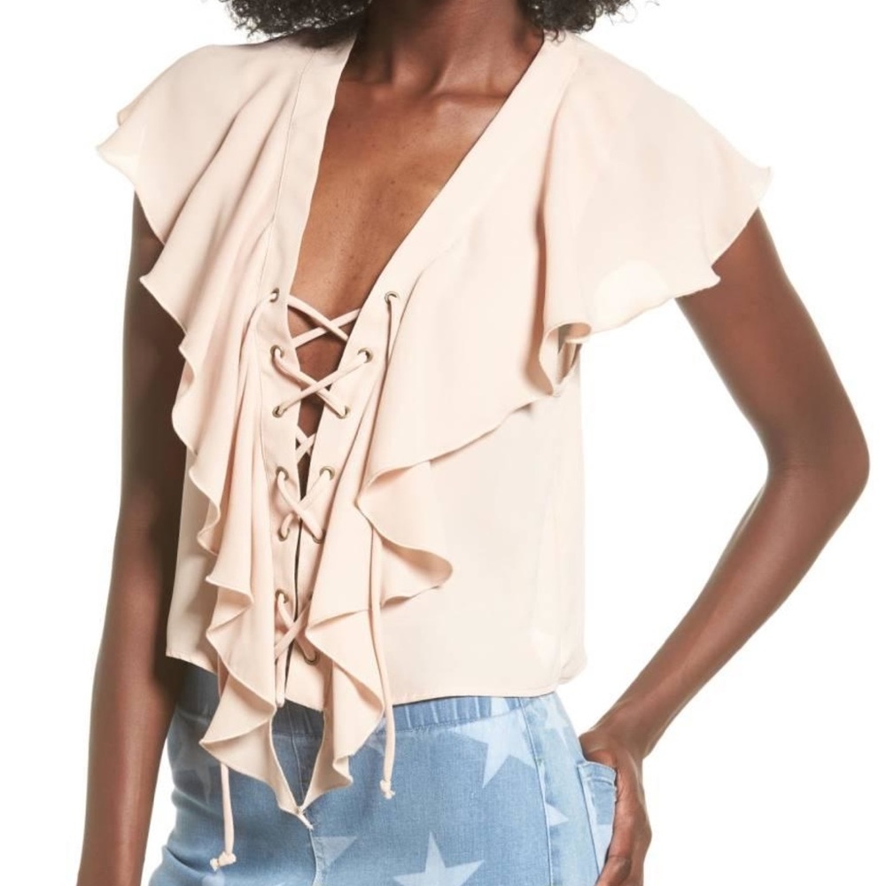 Show Me Your MuMu Pink Ruffle Top
